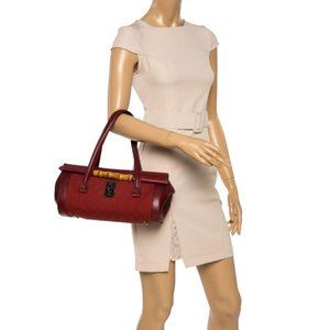 (SOLD) Rare Vintage Gucci GG Monogram Canvas Bamboo Lock Satchel Bag - Tom Ford